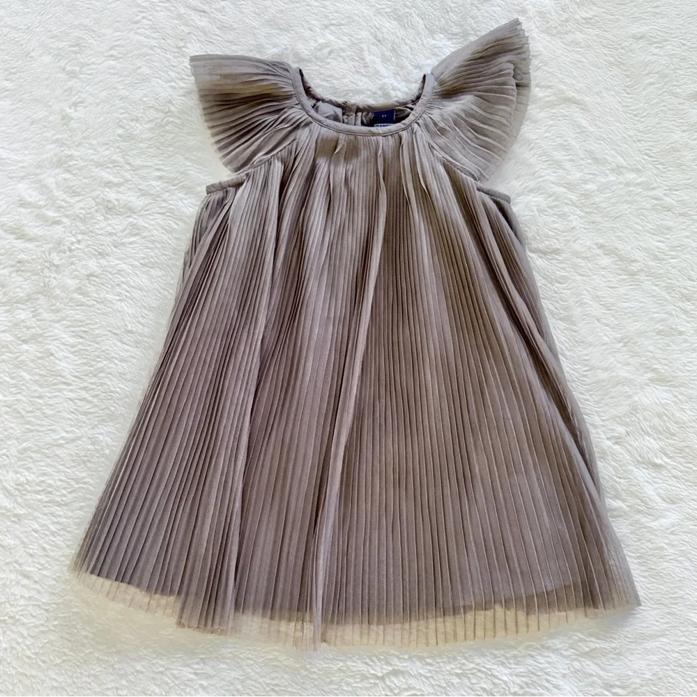 Old Navy Pleated Tulle Swing Dress Gray Titanium Frost Size 3T